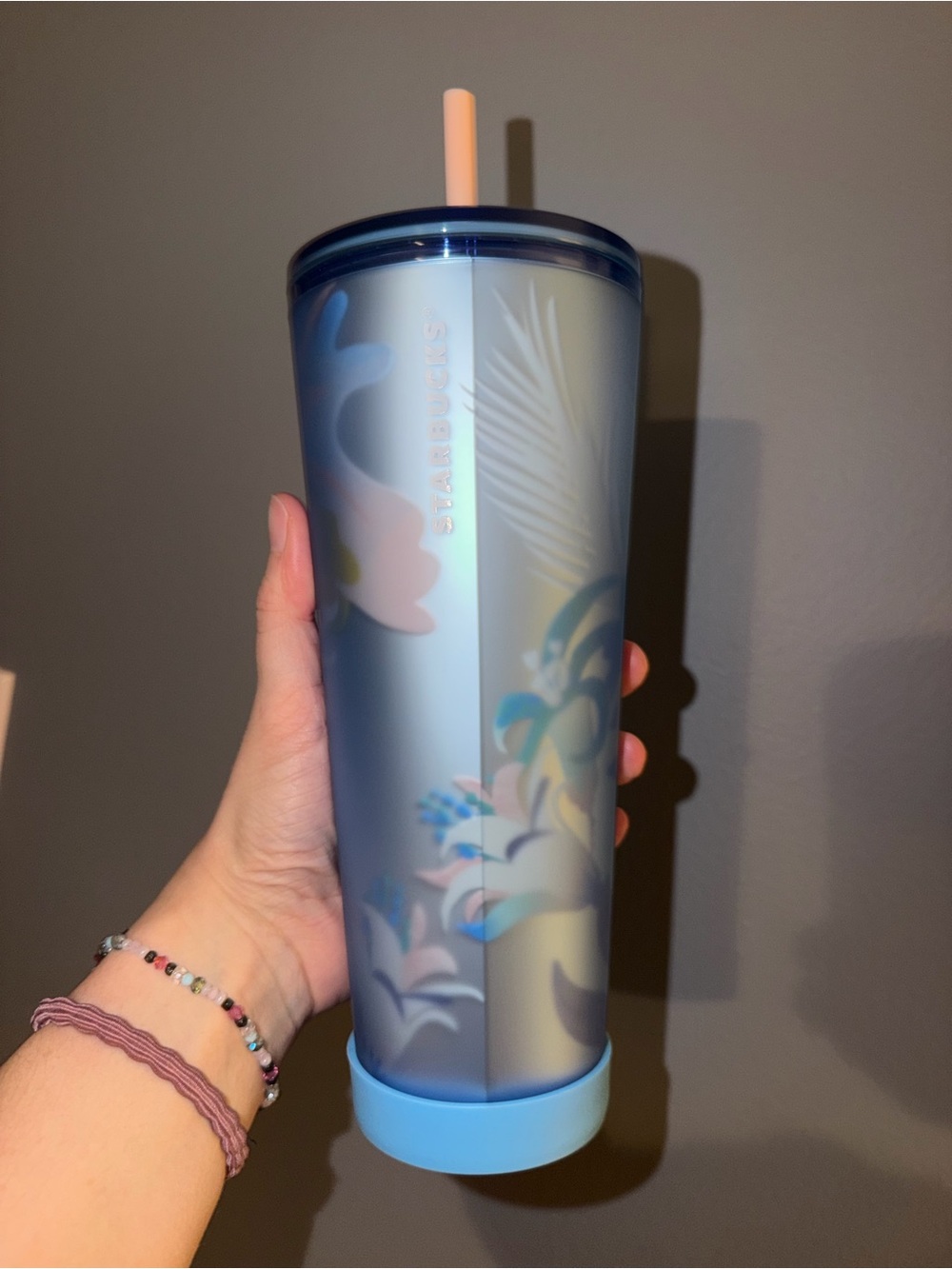 Starbucks Blue Floral Matte Tumbler with Straw